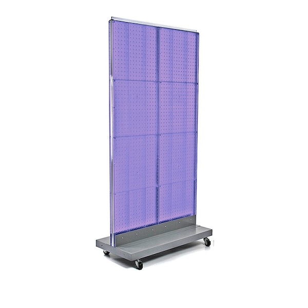 Two-Sided Double Pegboard Floor Display on Wheeled Base